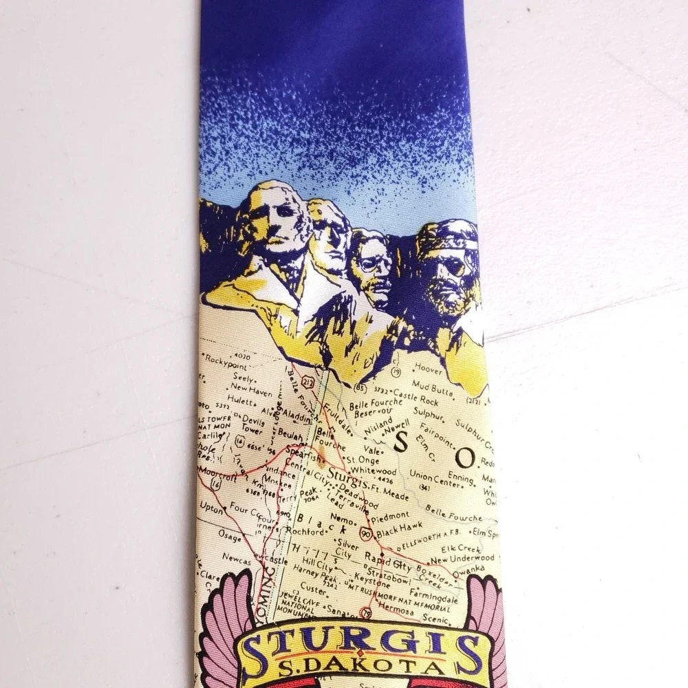 Harley-Davidson‎ Sturgis Rally Vintage Men Tie Mount Rushmore Eagle Map